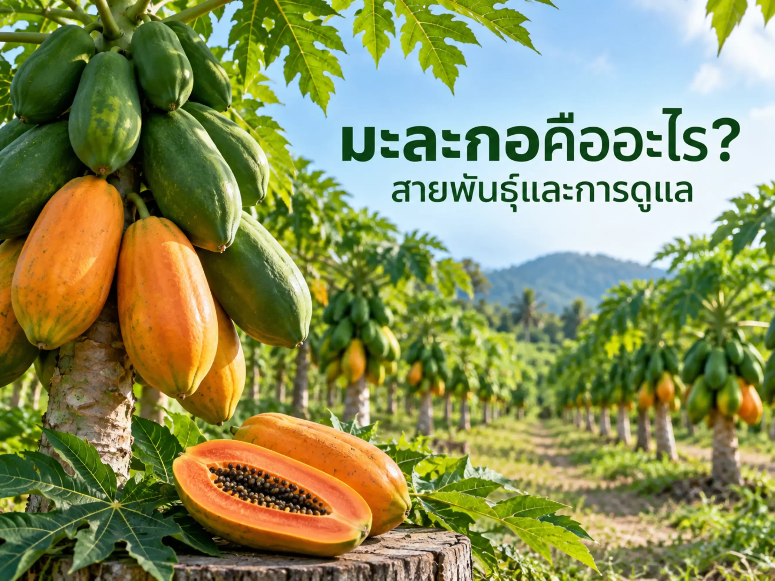 มะละกอคืออะไร? สายพันธุ์ วิธีปลูก และการดูแลให้ได้ผลผลิตคุณภาพ 1 9717 papaya Horizontal